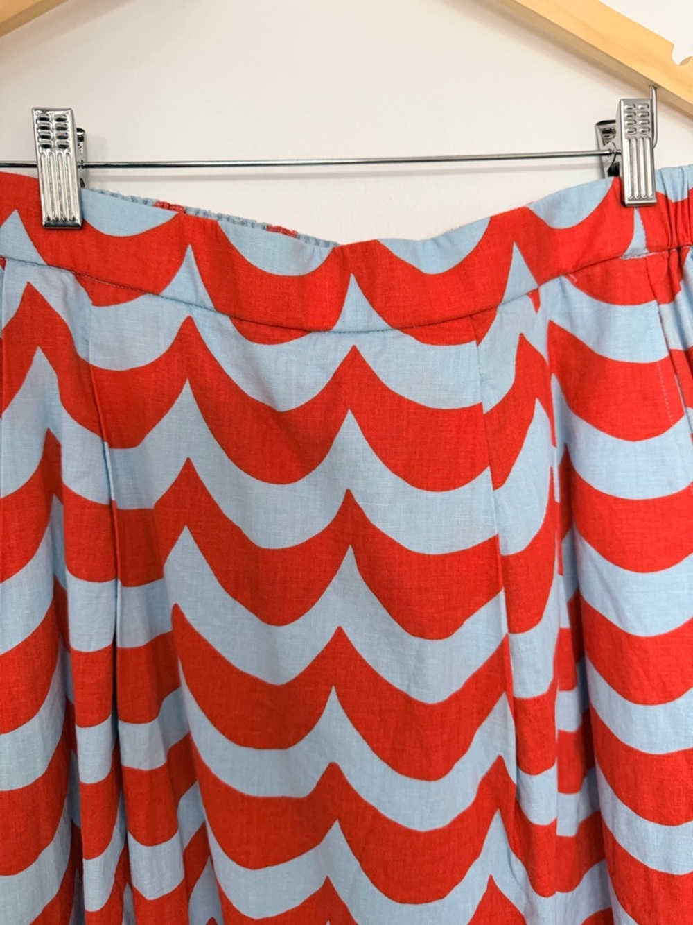 Women’s orange and Light Blue Patterned Midi Skirt - Picture 6 of 9